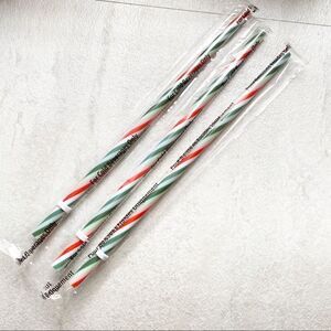 Set of 3 Starbucks Red White and Green Straws